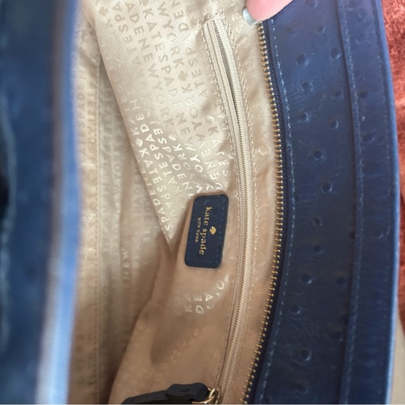 Kate Spade Medium Harmony Valencia Road French Navy Purse/Tote Ostrich texture - Picture 5 of 10